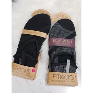 LOT 2 FitKicks Slip Into Comfort Yoga Womens Shoes Black Gray SZ Large 8.5 / 9.5